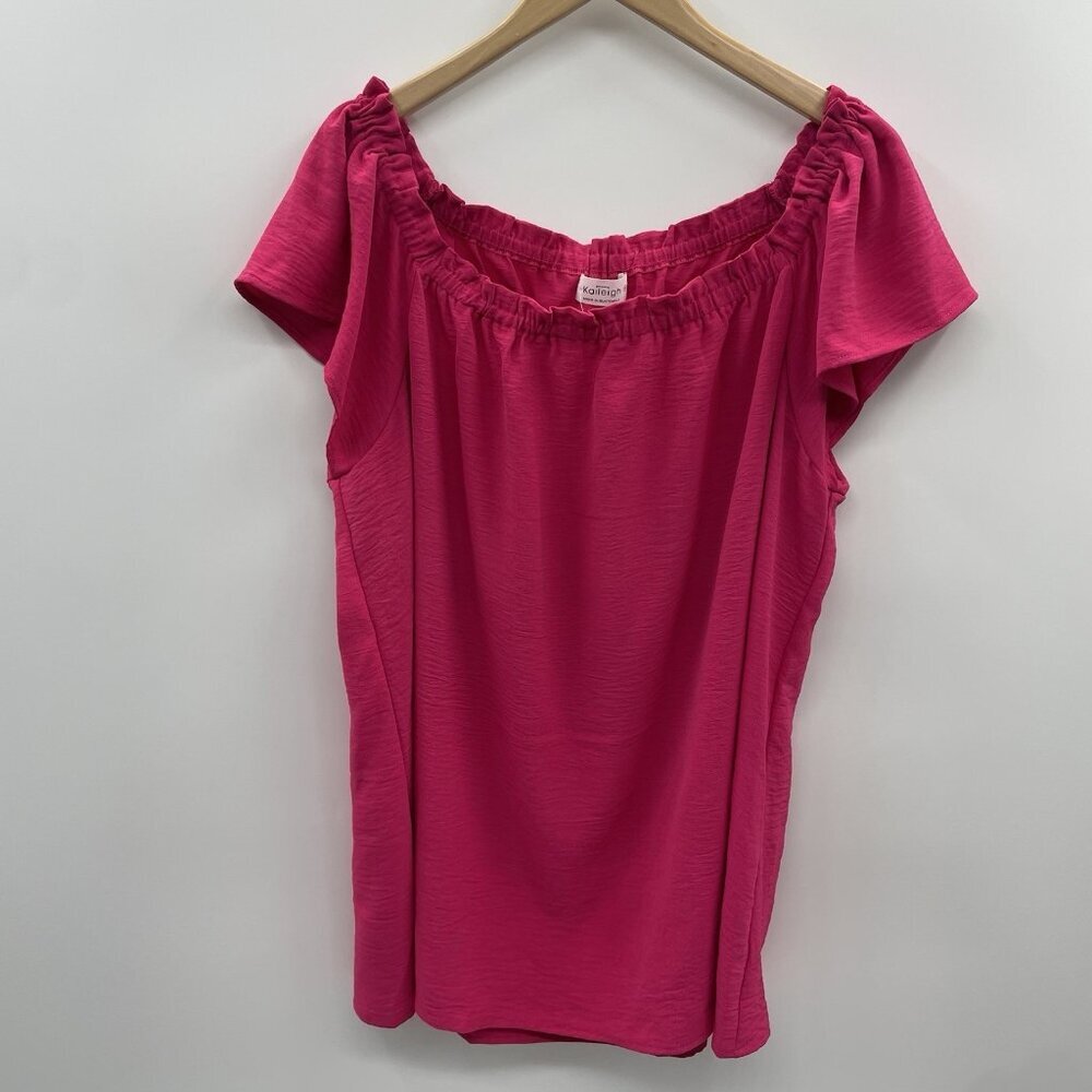 Stitch Fix Kaileigh Womens Plus Size 1X Cassidy Relaxed Blouse in Fuchsia 1858